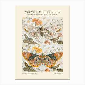 Velvet Butterflies Collection Textile Butterflies William Morris Style 2 Canvas Print