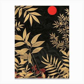 Asian Background With Leaves Canvas Print