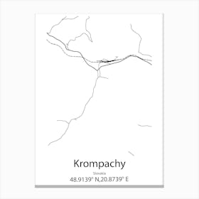 Krompachy,Slovakia Minimalist Map Canvas Print