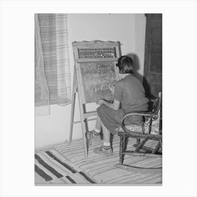 Spanish American Girl Who Is Learning English With The Aid Of Board Instruction, Chamisal, New Mexico By Russell Lee Canvas Print