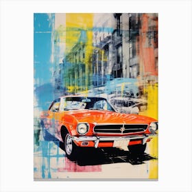 Classic Car Pop Art Risograph Inspired 3 Canvas Print