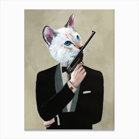 James Bond Cat Canvas Print