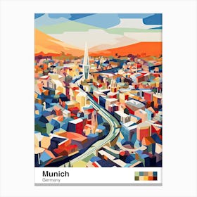 Munich, Germany, Geometric Illustration 1 Poster Canvas Print