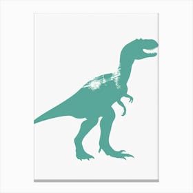 Teal Dinosaur Silhouette 2 Canvas Print