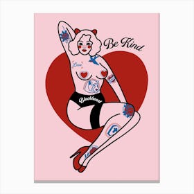 Be Kind Pin Up Girl Canvas Print