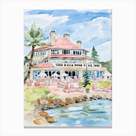 The Lodge At Pebble Beach   Pebble Beach, California   Resort Storybook Illustration 1 Canvas Print