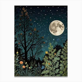 Night In The Forest Style William Morris 1 Art Print 1 Canvas Print