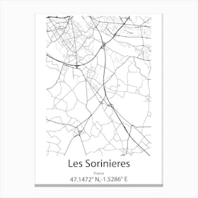 Les Sorinieres,France Minimalist Map Canvas Print