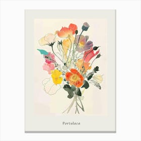 Portulaca 4 Collage Flower Bouquet Poster Canvas Print