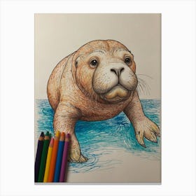 Seal Coloring Page 1 Canvas Print