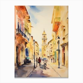 Lecce, Italy Watercolour Streets 2 Canvas Print