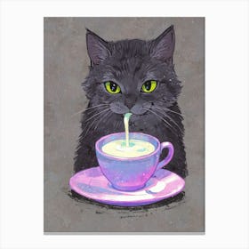 Cat Drinking Milk Canvas Print
