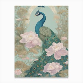 Floral Peacock Canvas Print