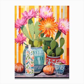 Cactus Painting Maximalist Still Life Trichocereus Cactus 4 Canvas Print