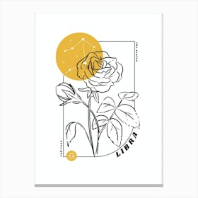Libra Birth Flower & Zodiac Sign Canvas Print