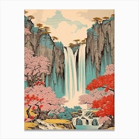 Kegon Falls, Japan Vintage Travel Art 2 Canvas Print