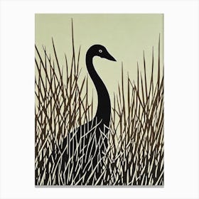 Coot Linocut Bird Canvas Print