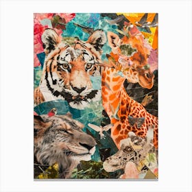 Abstract Kitsch Safari Animal Collage 1 Canvas Print