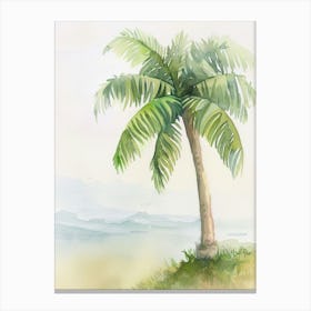 Palm Tree Atmospheric Watercolour Painting 2 Canvas Print