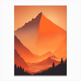 Misty Mountains Vertical Composition In Orange Tone 276 Canvas Print