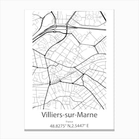 Villiers Sur Marne,France Minimalist Map Canvas Print