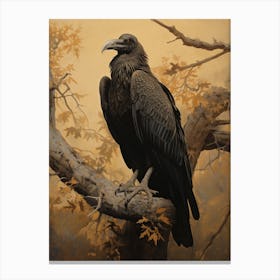 Dark And Moody Botanical Vulture 4 Canvas Print