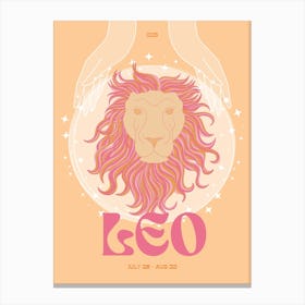 Orange Zodiac Leo Canvas Print