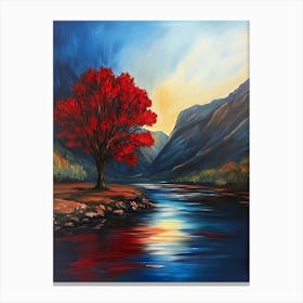 Red Tree By The River Canvas Print