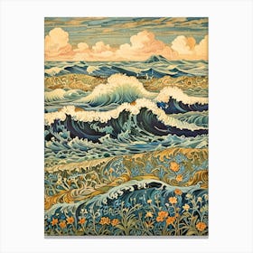 William Morris Waves And Flowers Canvas Print