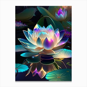 Lotus Flower In Garden Holographic 4 Canvas Print