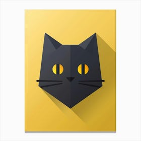 Cat On Yellow Background Canvas Print