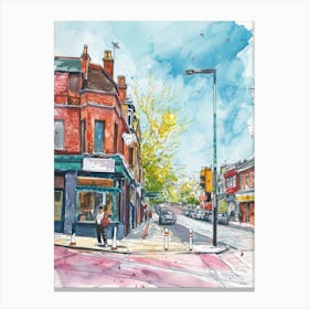 Croydon London Borough   Street Watercolour 2 Canvas Print