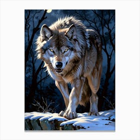 Wolf At Night 2 Canvas Print