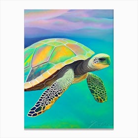 Olive Ridley Sea Turtle (Lepidochelys Olivacea), Sea Turtle Paul Klee Inspired 1 Canvas Print