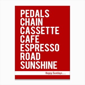 Happy Sundays Road Cycling Cafe Stop Print Red | Bike Wall Art | Bike Print Canvas Print