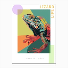 Turquoise Jamaican Iguana Abstract Modern Illustration 1 Poster Canvas Print