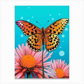 Pop Art Pearl Bordered Fritillary Butterfly 2 Canvas Print