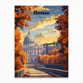 Rome Dome Digital Travel Illustration Canvas Print