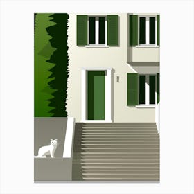 House With Green Shutters Canvas Print