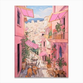 Kusadasi Turkey 1 Vintage Pink Travel Illustration Canvas Print