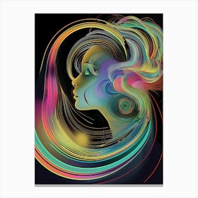 Trippy Artwork, Side View of a woman, artwork print, "Meditation" Canvas Print