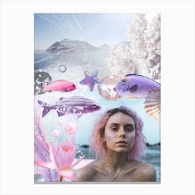 Mermaid's World Collage Canvas Print