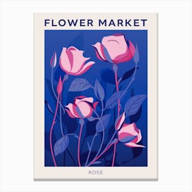 Blue Flower Market Poster Rose 8 Canvas Print