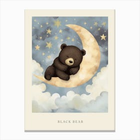 Sleeping Baby Black Bear 3 Nursery Poster Canvas Print