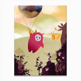 Flying With A Balloon Canvas Print