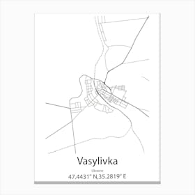 Vasylivka,Ukraine Minimalist Map Canvas Print