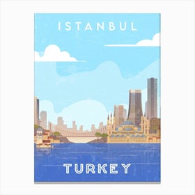 Istanbul, Turkey — Retro travel minimalist poster 1 Canvas Print