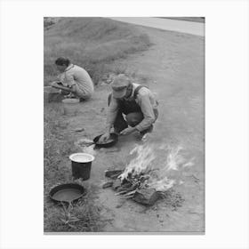 Making Lunch Along The Roadside Near Henrietta I E,Henryetta, Oklahoma, This Is A Migrant Family En Route To Canvas Print