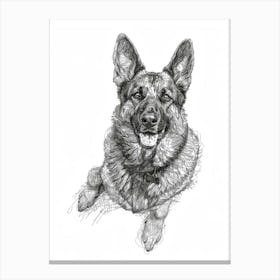 German Shepherd Line Sketch 1 Canvas Print