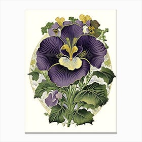 Pansy Floral 1 Botanical Vintage Poster Flower Canvas Print